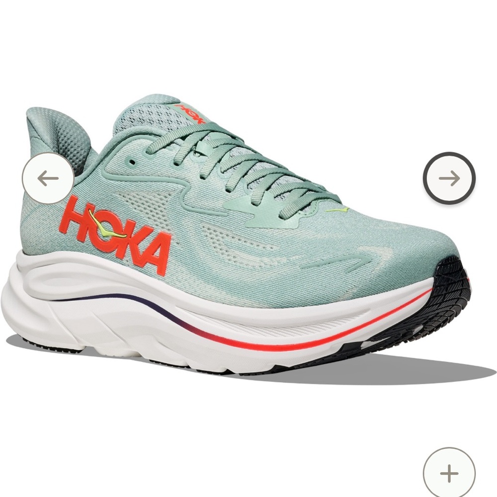 HOKA Clifton 10 Men's Road-Running Shoes — Sage/Neon Flame Trainers 12 NWT NIB